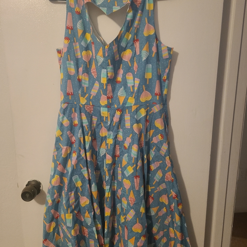 Unique Vintage Ice Cream Print Dress Large - Picture 3 of 5